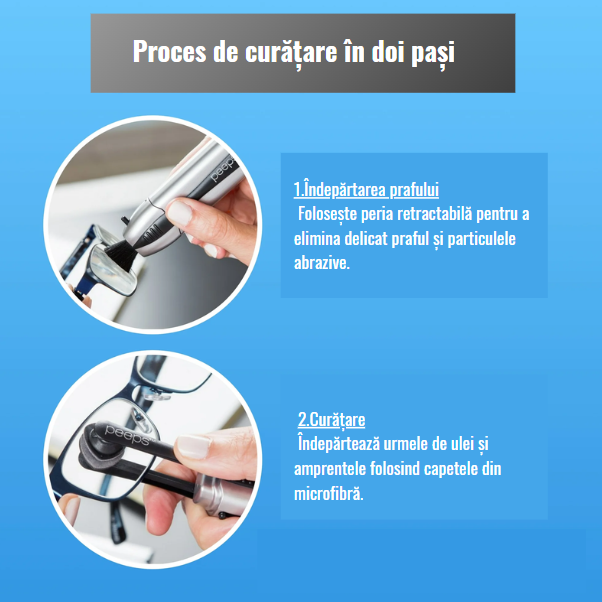Dispozitiv Portabil de Curățare a Ochelarilor